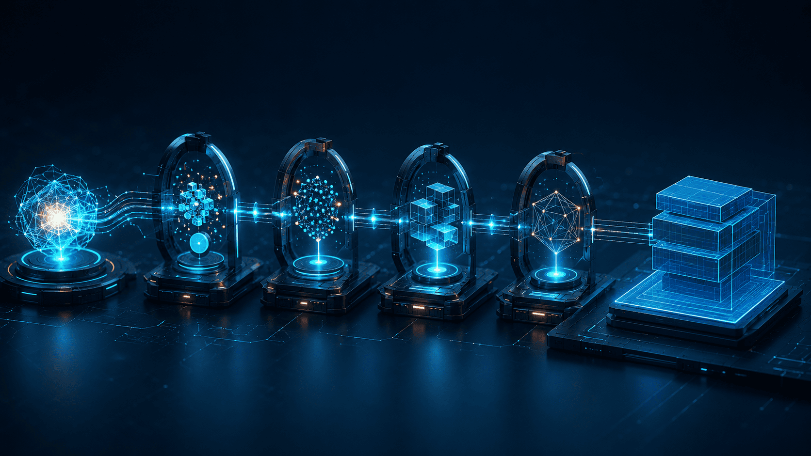 Idea validation framework illustrated as a connected sequence of testing stages that turn an initial concept into a structured product idea.